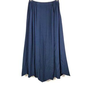 Orchid Lane Boho Flowy Handmade Navy Blue Pointed Hem Paneled Pull On Maxi Skirt
